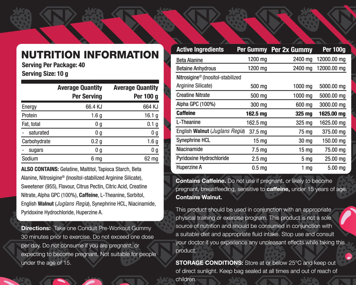 Conduit Pre-Workout Gummies (New Formula - 40 Serves)