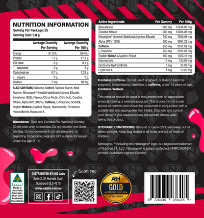 Conduit Preworkout Gummies Ingredients