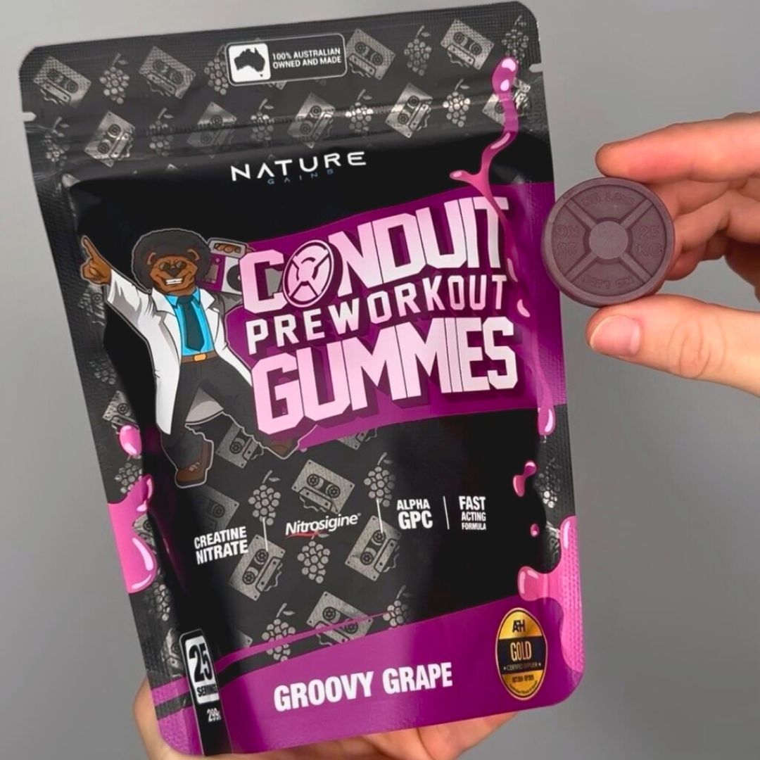 Conduit Preworkout Gummies By Nature Gains Groovy Grape